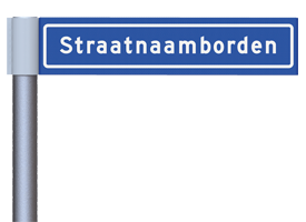 Vlaggende montage straatnaambord
